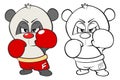 Vector Illustration of a Cute Cartoon Character Panda for you Design and Computer Game. Coloring Book Outline Set